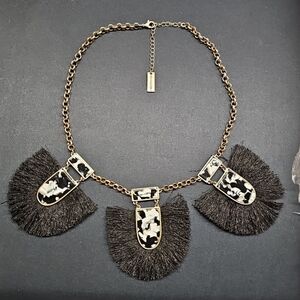 Steve Madden Statement Necklace with Black and Gold Accents